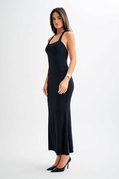 Robe Maxi Asymétrique et Étroite Marianne - Noir