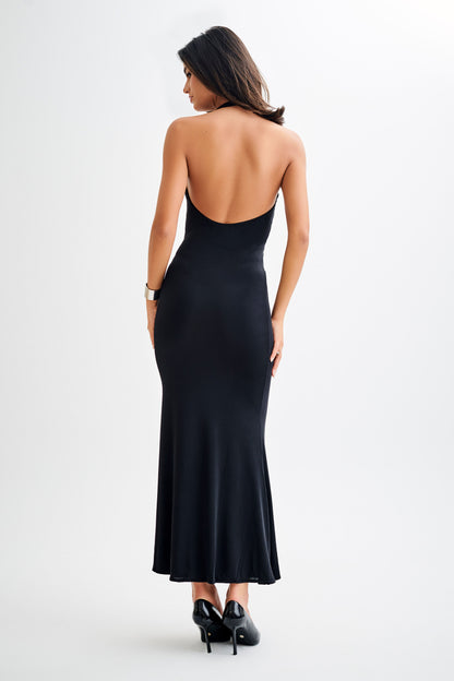 Robe Maxi Asymétrique et Étroite Marianne - Noir