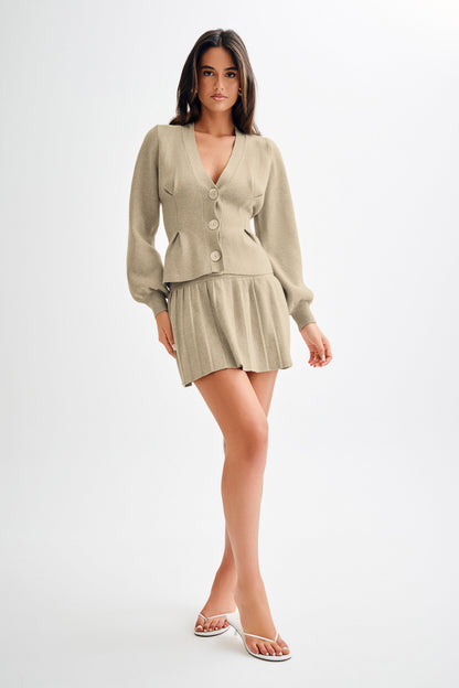 Jupe mini plissée en jersey Beverly - couleur chêne
