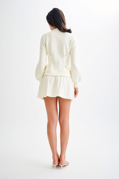 Jupe mini plissée en jersey Beverly - Ivoire