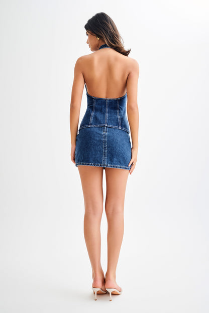 Mini-jupe en jean Ellie - Bleu foncé