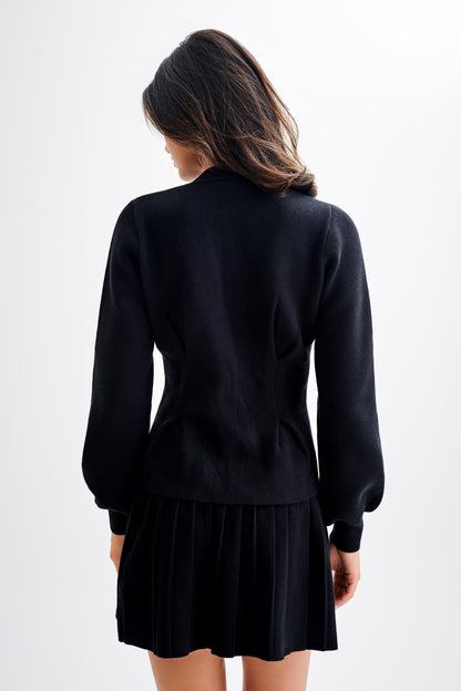 Jupe mini plissée en jersey Beverly - Noir
