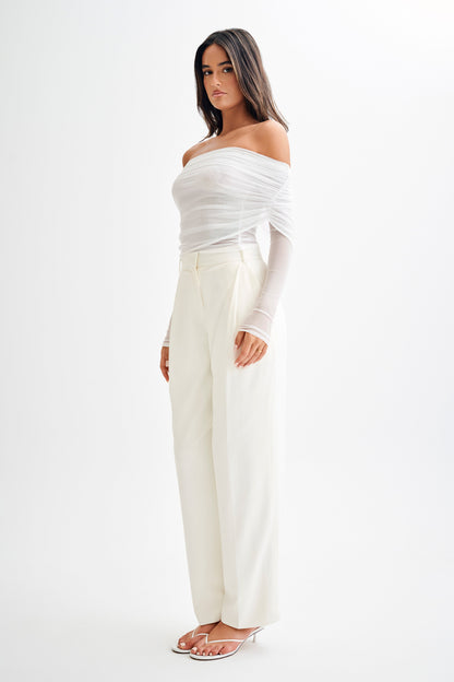 Top en mousseline de soie à épaules dénudées Everly - Ivoire