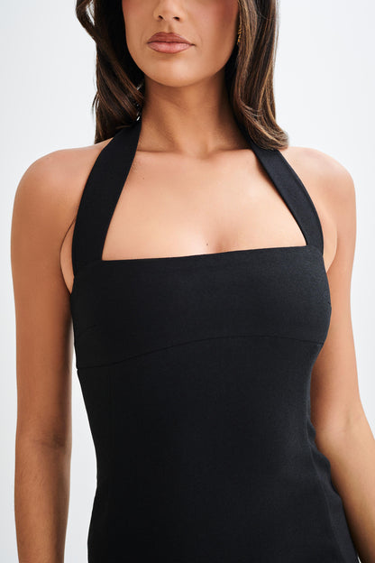 Mini-robe Amelita à col halter et en tailleur - Noir