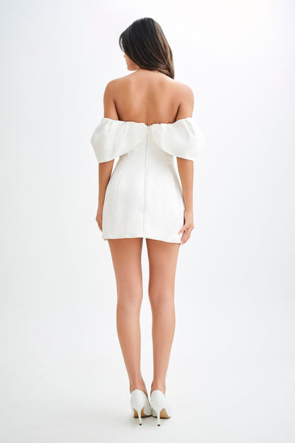 Robe corset en satin à épaules dénudées Portia - Blanc