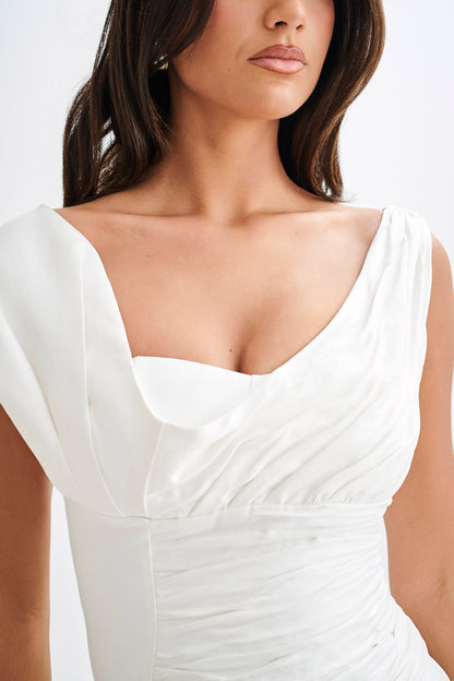 Mini-robe drapée structurée Farrah - Blanc