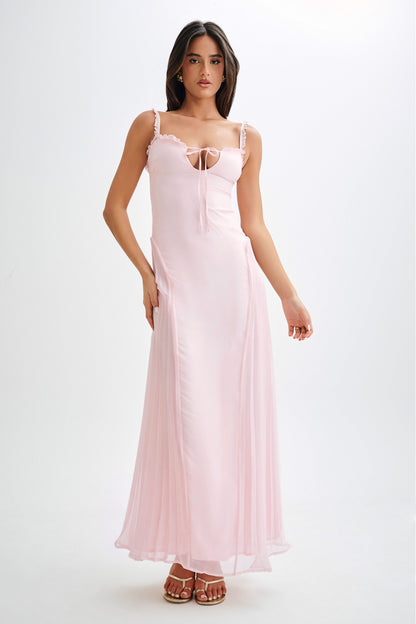 Robe Maxi en Chiffon Saira - Rose Poudré