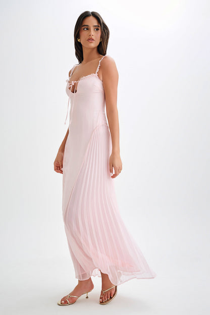 Robe Maxi en Chiffon Saira - Rose Poudré