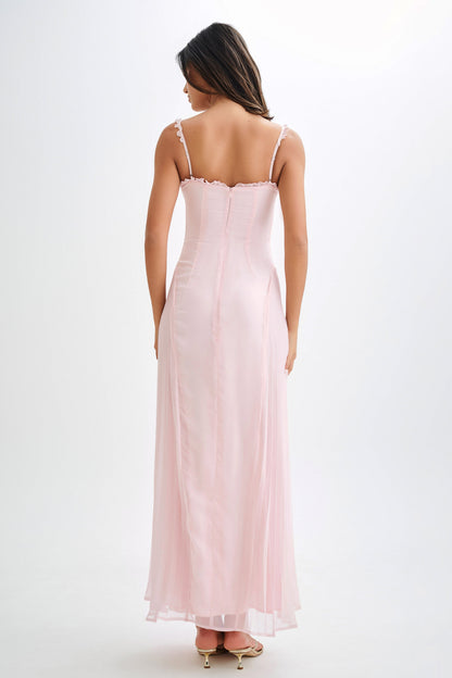 Robe Maxi en Chiffon Saira - Rose Poudré