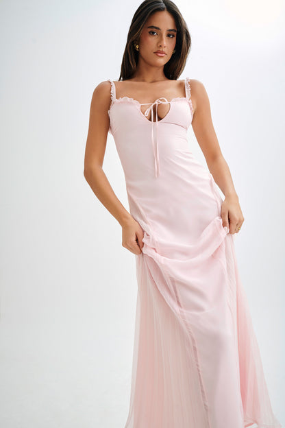 Robe Maxi en Chiffon Saira - Rose Poudré