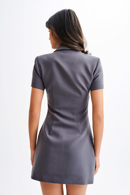 Mini-robe tailleur à col Paolina - Gris anthracite