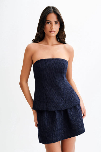 Top Cyrus sans bretelles à boucle - Bleu marine