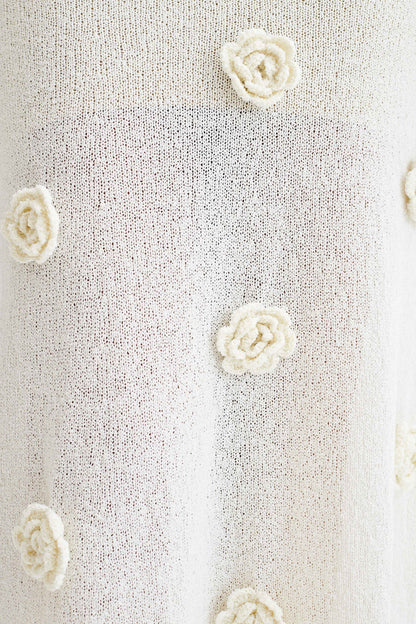 Robe maxi en tricot rose à épaules dénudées Kiki - Ivoire