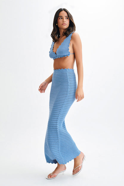 Jupe Maxi Crochetee Jadia en Forme de Queue de Poisson - Bleu Bleu Roi