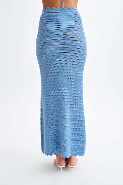 Jupe Maxi Crochetee Jadia en Forme de Queue de Poisson - Bleu Bleu Roi