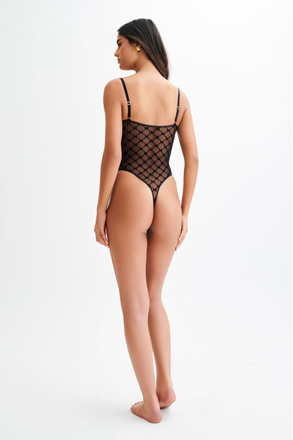 Body à monogramme Amelia - Noir