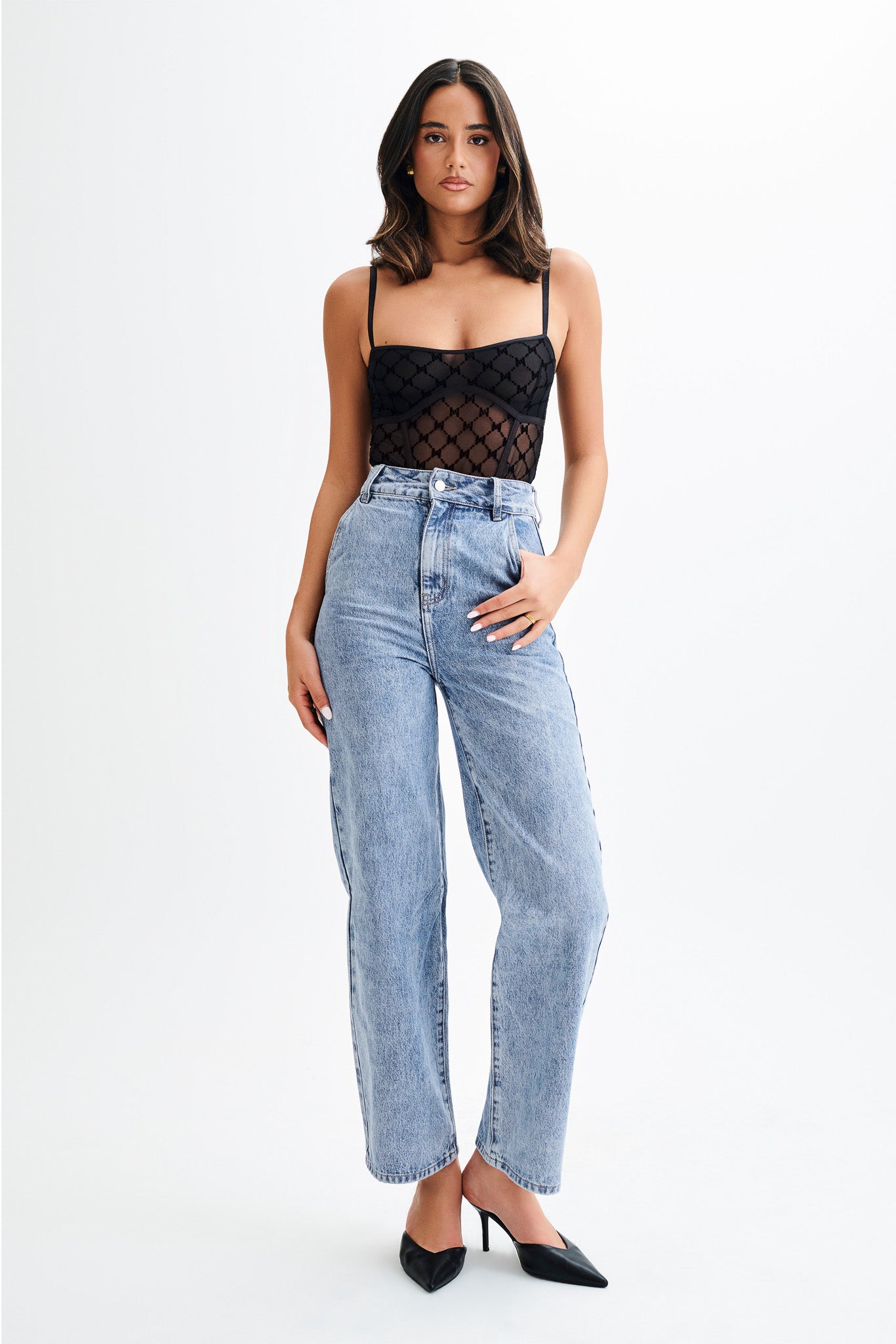 Body à monogramme Amelia - Noir