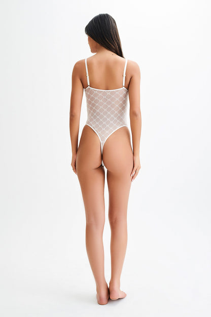 Body à monogramme Amelia - Blanc