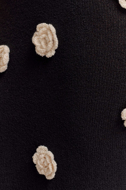 Robe Maxi Tricotée Suki à Motifs Floraux - Noir/Blanc