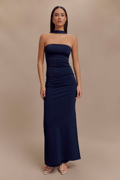 Vêtements Velma, robe maxi à col halter - Bleu marine foncé