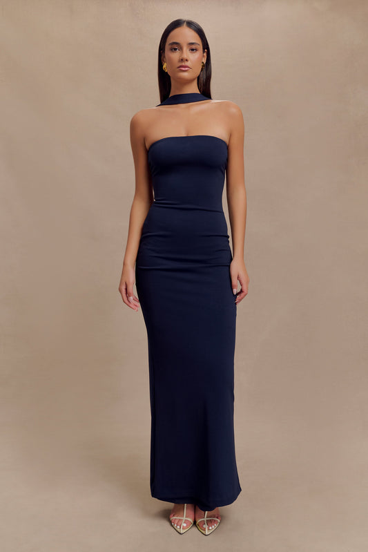 Vêtements Velma, robe maxi à col halter - Bleu marine foncé