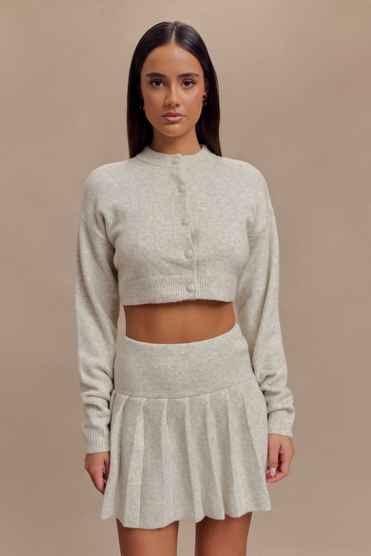 Jupe mini en jersey plissé Dionne - Gris chiné