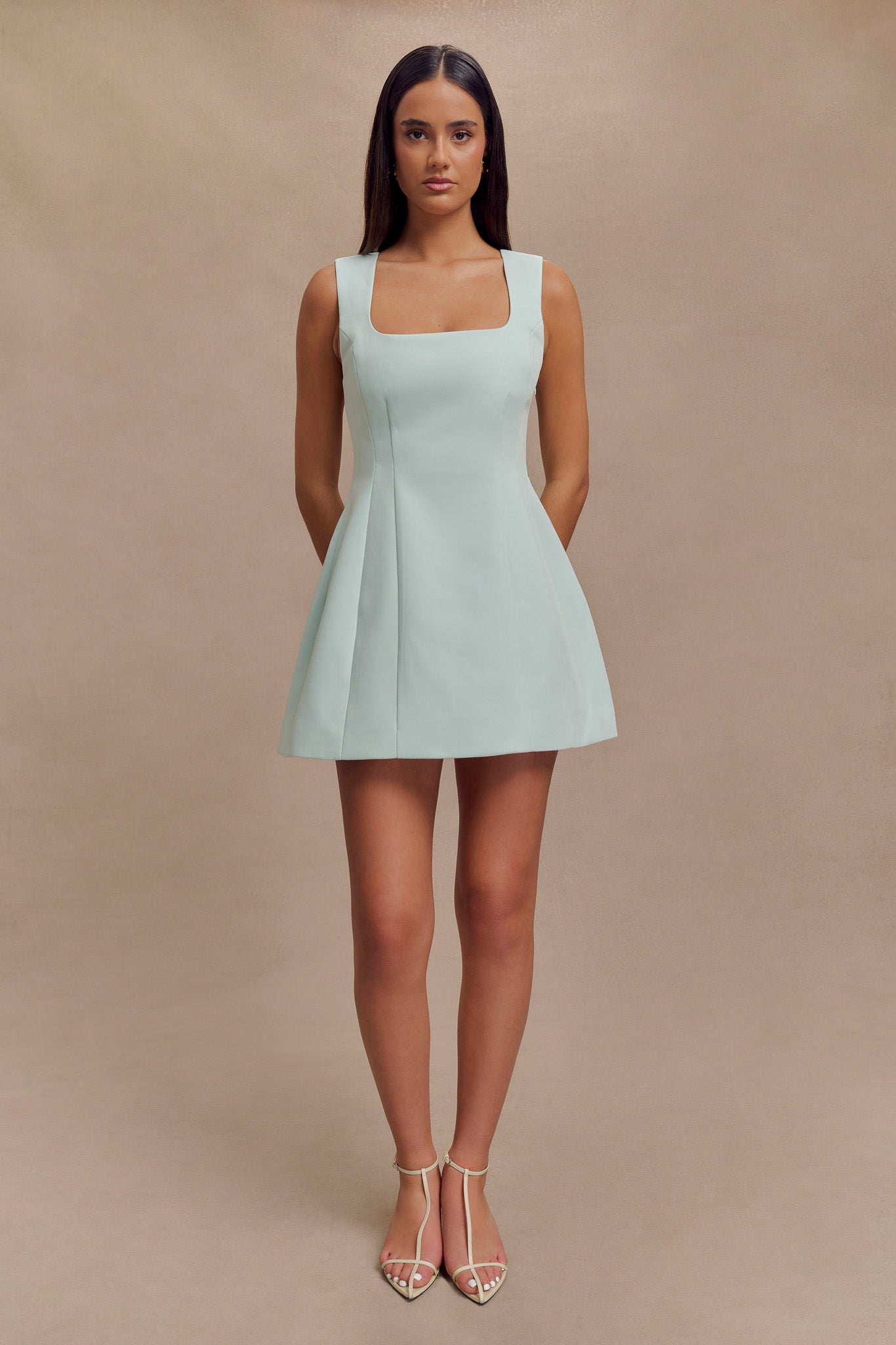 Robe mini en crêpe Lysandre - Bleu glace