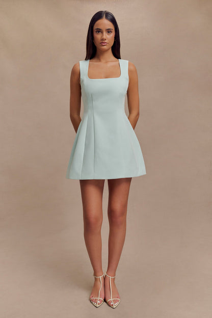 Robe mini en crêpe Lysandre - Bleu glace