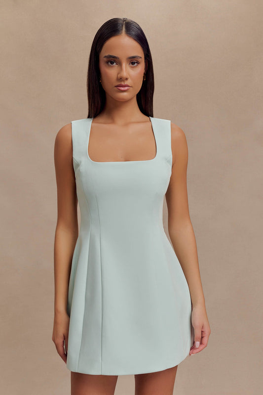 Robe mini en crêpe Lysandre - Bleu glace