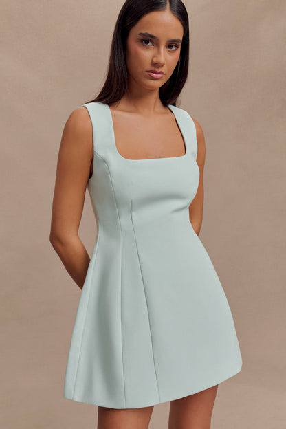 Robe mini en crêpe Lysandre - Bleu glace