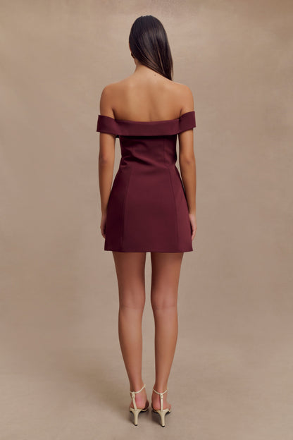 Mini-robe tailleur à épaules dénudées Noelle - Brun-rouge