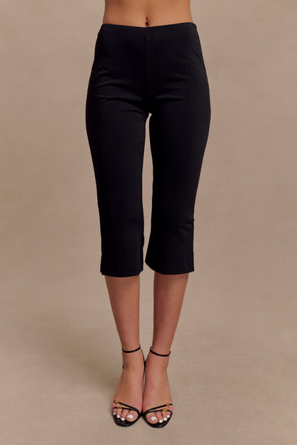 Pantalon Capri en Crêpe à Empiècements - Noir
