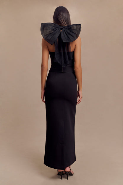 Top Maryam en tulle avec nœud - Noir
