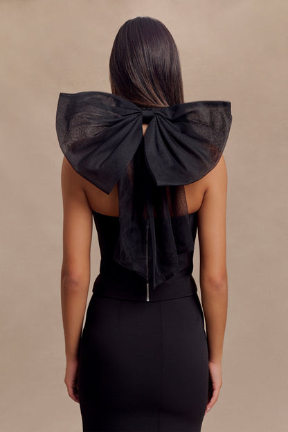 Top Maryam en tulle avec nœud - Noir