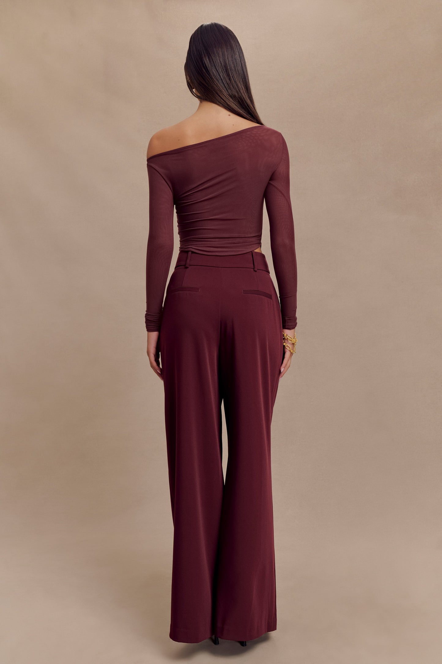 Colette Haut en Maille à Col Rond - Brun-Rouge