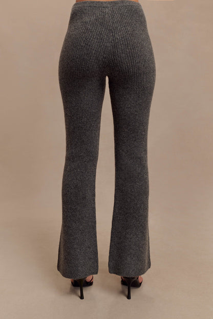 Pantalon en Tricot à Coupe Droite Shyann - Gris Anthracite Mélangé
