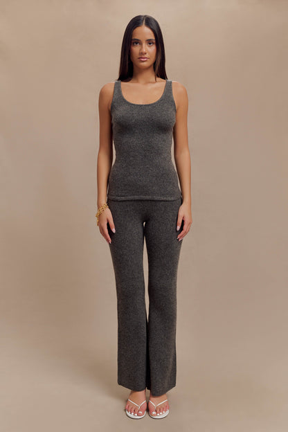 Top en tricot long et sans manches Shyann - Gris anthracite chiné