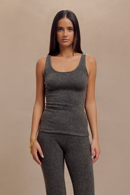 Top en tricot long et sans manches Shyann - Gris anthracite chiné