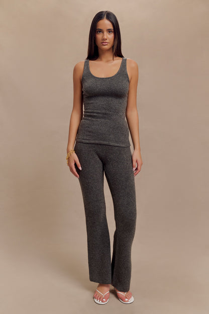 Top en tricot long et sans manches Shyann - Gris anthracite chiné