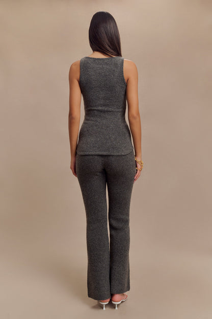 Top en tricot long et sans manches Shyann - Gris anthracite chiné