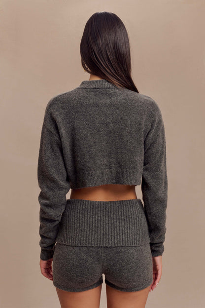 Shorts en Tricot Aubrey - Gris Anthracite