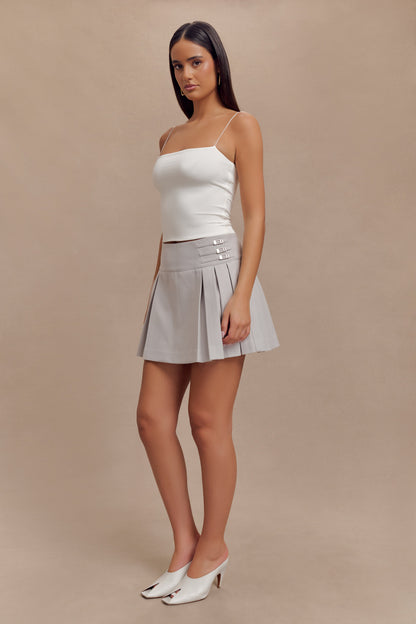 Jupe mini plissée avec boucle Angie - Gris
