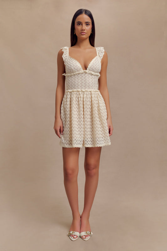 Mini-robe en dentelle Ezra - Ivoire