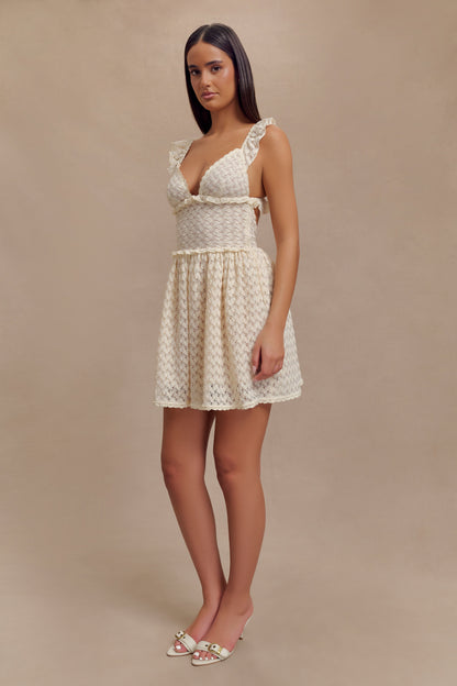 Mini-robe en dentelle Ezra - Ivoire