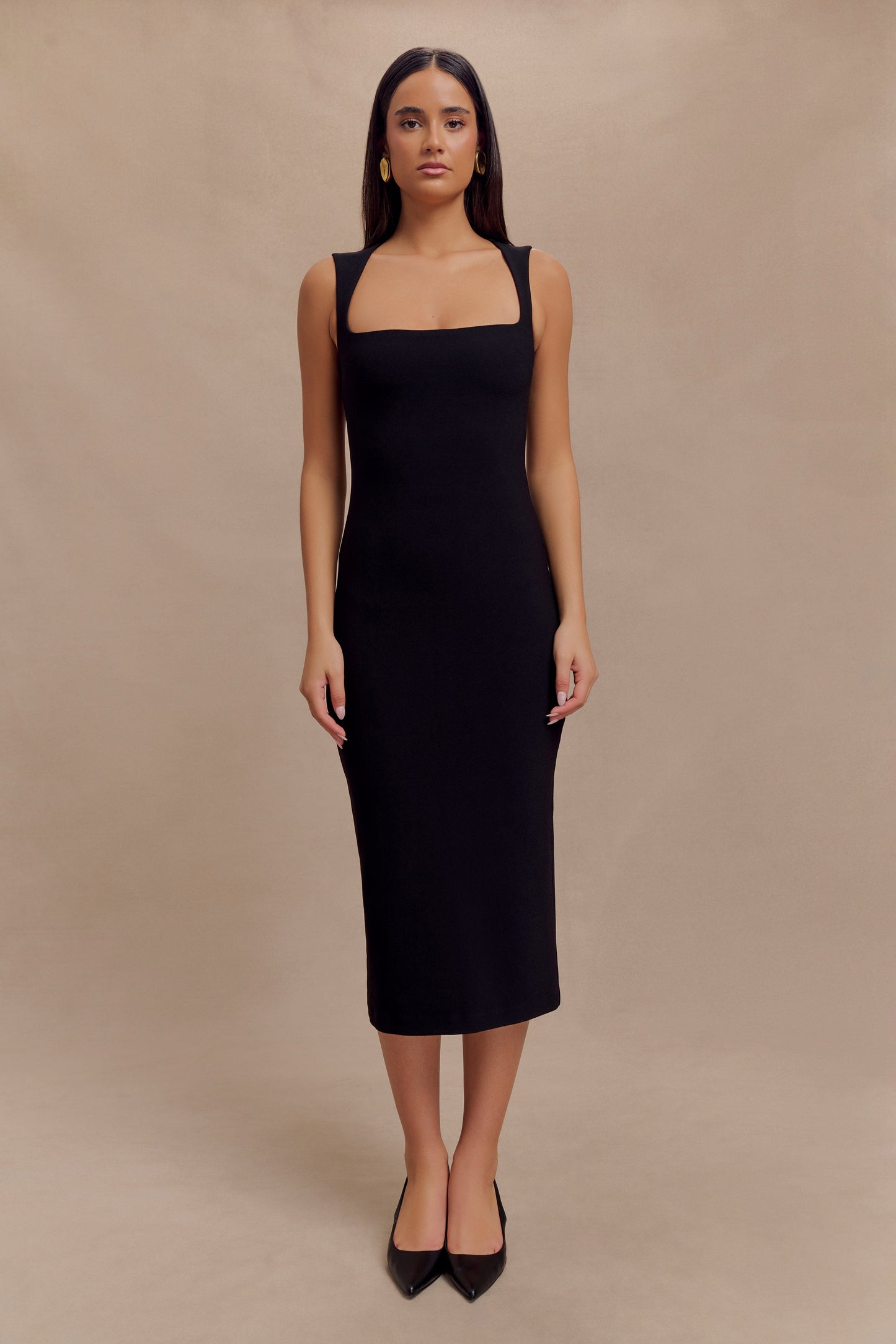 Robe midi en crêpe Frida - Noir