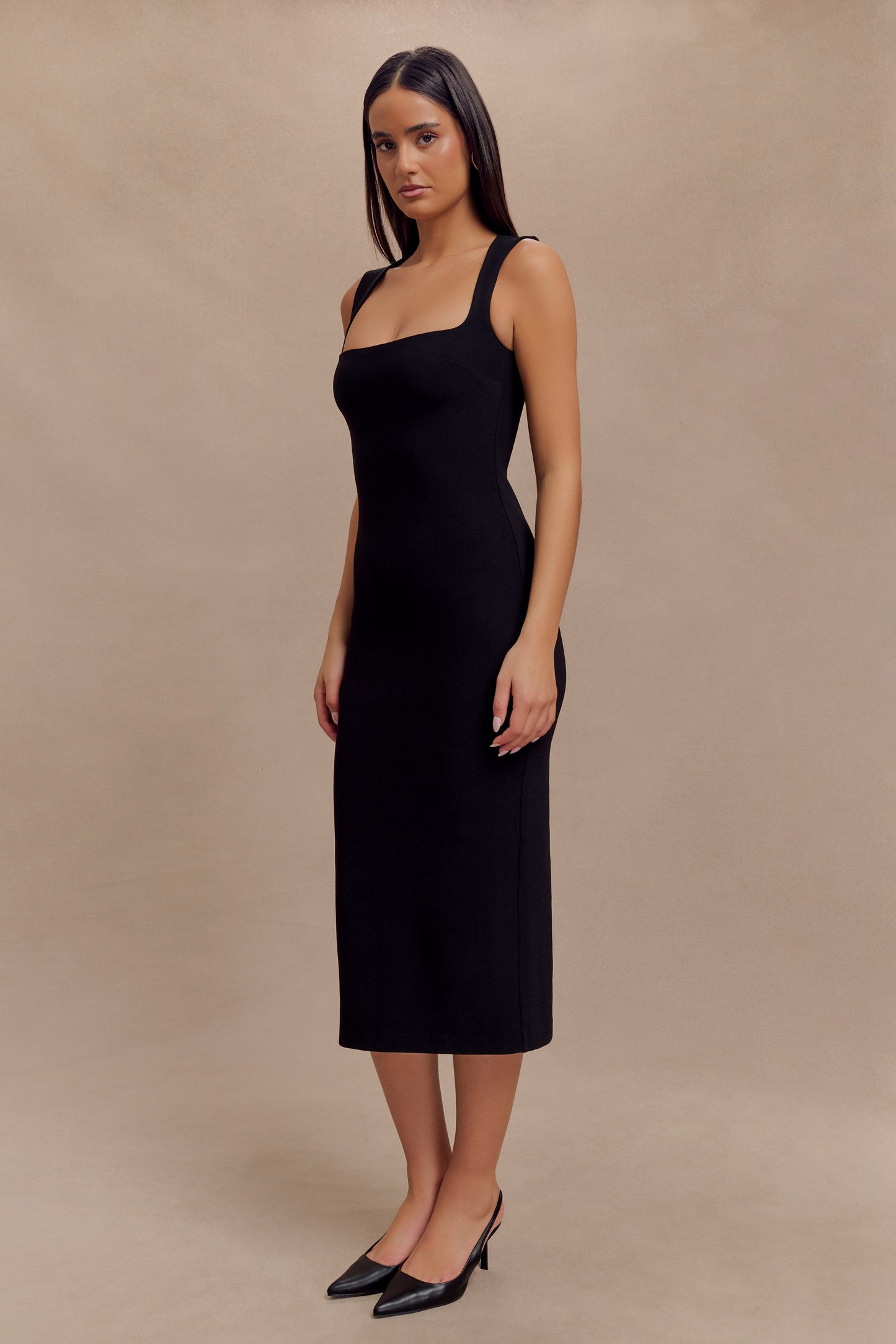 Robe midi en crêpe Frida - Noir