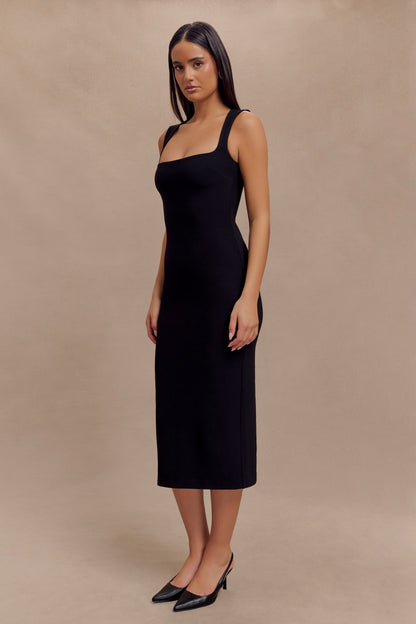 Robe midi en crêpe Frida - Noir