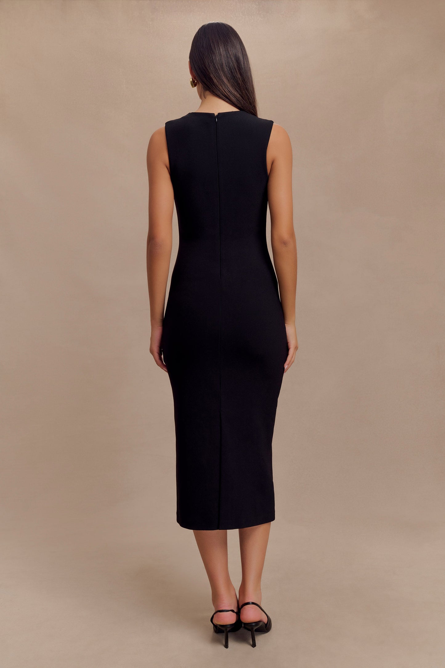 Robe midi en crêpe Frida - Noir