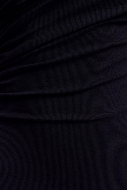 Robe midi en modal à une épaule dénudée Anastasia - Noir