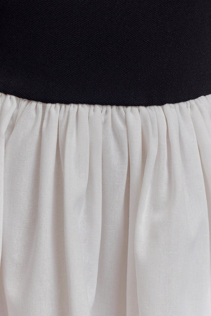Mini-robe en tricot et lin Sansa - Noir et blanc
